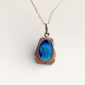 Vintage virgin Pendant Necklace stamped .925 Italy